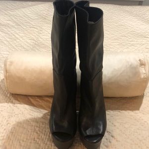 Open toe wedge boots